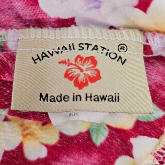 Hawaiian Station Baby Dress Size 6M Off Shoulder Tropical Pink Yellow Floral - Picture 2 of 8